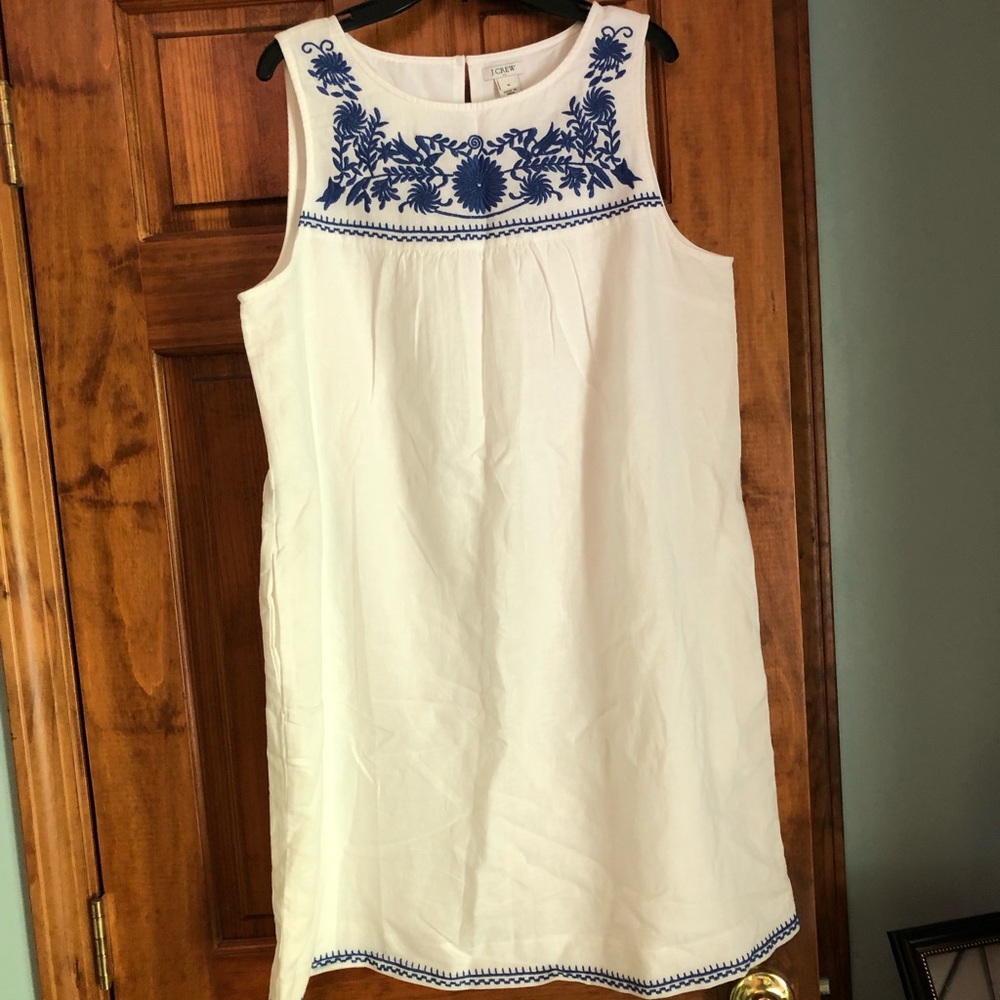 Jcrew embroidered linen shift dress